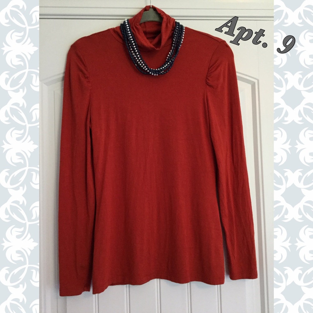 Mock-neck Burnt Orange Top Small